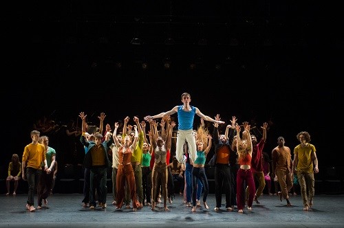 London, UK. 07.04.2016. National Youth Dance Company presents the premiere of "In-Nocentes" at Sadler's Wells. Choreographed by Michael Keegan-Dolan, Artistic Director for NYDC for 2015 - 2016, with lighting design by Peter Harrison, set and costume design by Laura Hopkins. NYDC is touring the work from 26 June – 23 July 2016. The dancers are: Monique Ademilola, Jasmine Bayes, Tomas Brennan, Jamie Buchanan, Arthur Clayton, Isis Clunie, Olivia Doyle, Lucia Fortune-Ely, Christian Griffin, Bar Groisman, Rachael Harrison, Alex Henderson, Amie Hibbert, Christopher Hicks, Tommy Hodgkins, Noga Inspector, Taitlyn Jaiyeola, Kaylee Jaiyeola, Ethan Joseph, Niamh Keeling, Rose Lewis, Blue Makwana, Dominic McAinsh, Iona McGuire, Kennedy Muntanga, Daniel Nattrass, Jessica Nixon, Jasmine Norton, Ethan Nott, Chris Pilbeam, David Prempeh, Jackson Shallcross-Platt, Kia Skilbeck, Ben Todd-Jones, Tre Usoro-Williams, Chad Wakefield, Molly Walker, John-William Watson, George Williams, Hallam Wood. Photograph © Jane Hobson