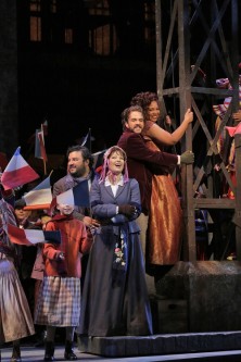 Mario Chang, Nino Machaidze, Giorgio Caoduro, and Janai Brugger in LA Opera's 2016 production of La Bohème (Photo credit: Ken Howard/LA Opera) 