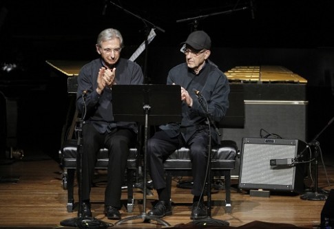 Michael Tilson Thomas and Steve Reic perform 'Clapping Music. Photo credit: Cory Weaver.