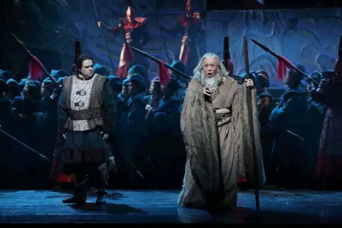 Marco Berti as Calaf and Haojian Tian as Timur in Turandot © Wang Xiaojing (NCPA)