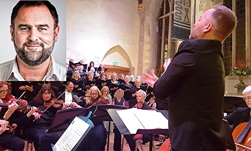 Dartington Community Choir with Darren Jeffrey (inset) - credit Philip R Buttall